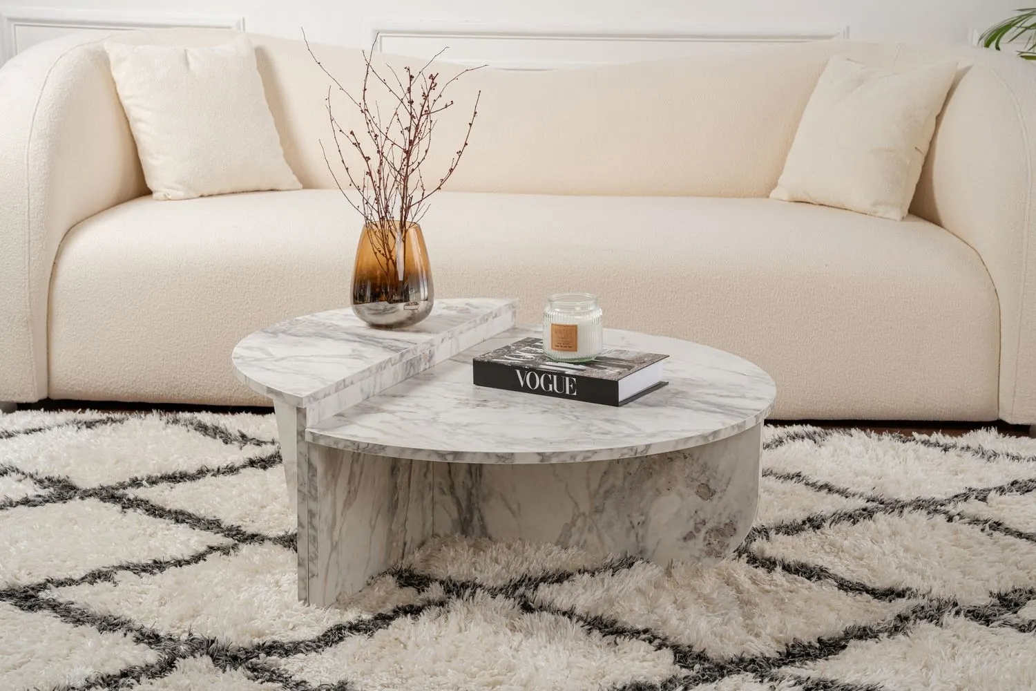 Stolik kawowy 2-elementowy ORION cm efekt marmuru - ASI_241NRD1203