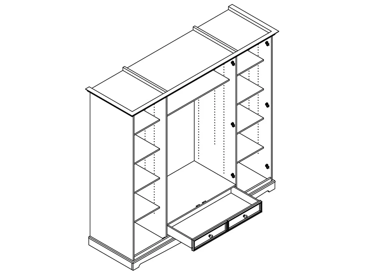 Szafa BELLUNO ELEGANTE 4-drzwiowa z 2 szufladami - biała - PL025BBL