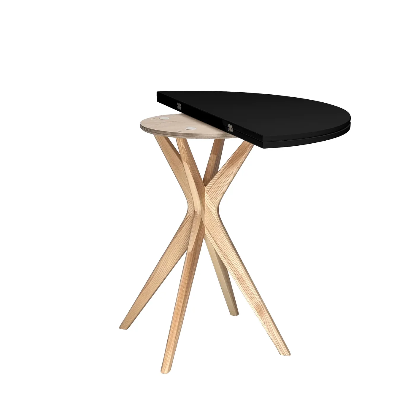 Stół półokrągły rozkładany JUBI śr. 90cm czarny - NRGBTJ_E_BLACK