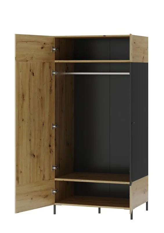 Szafa LUCAS 70 2-drzwiowa dąb aristan czarna 193x90x60cm - TH-100-1455