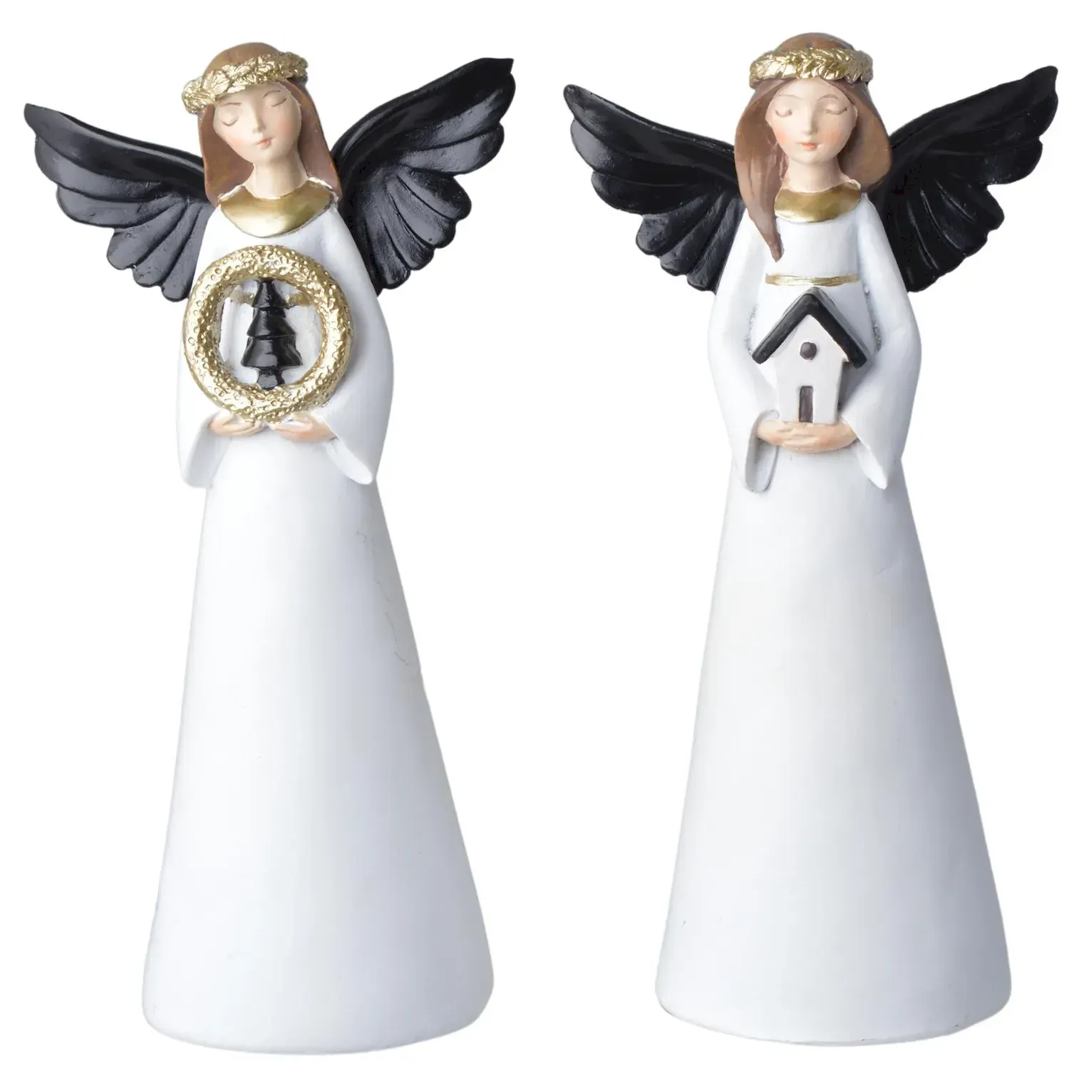Figurka ANIOŁ 21 cm 2 sztuki biało-czarne