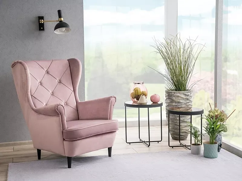 Fotel LADY VELVET Bluvel 52 antyczny róż wenge Signal