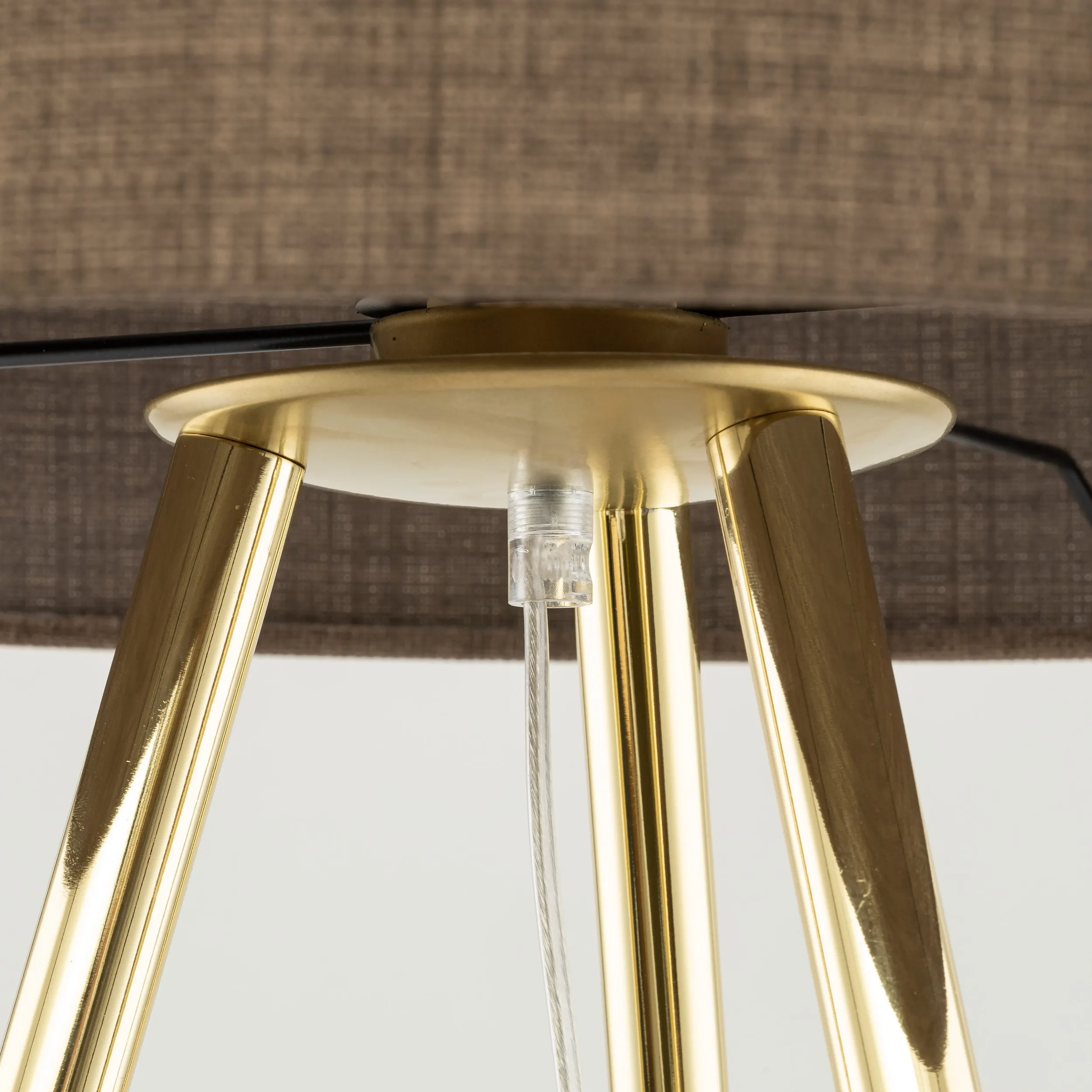 Lampa podłogowa UMBERTO złota z brązowym okrągłym abażurem 155x50cm - TK_16032