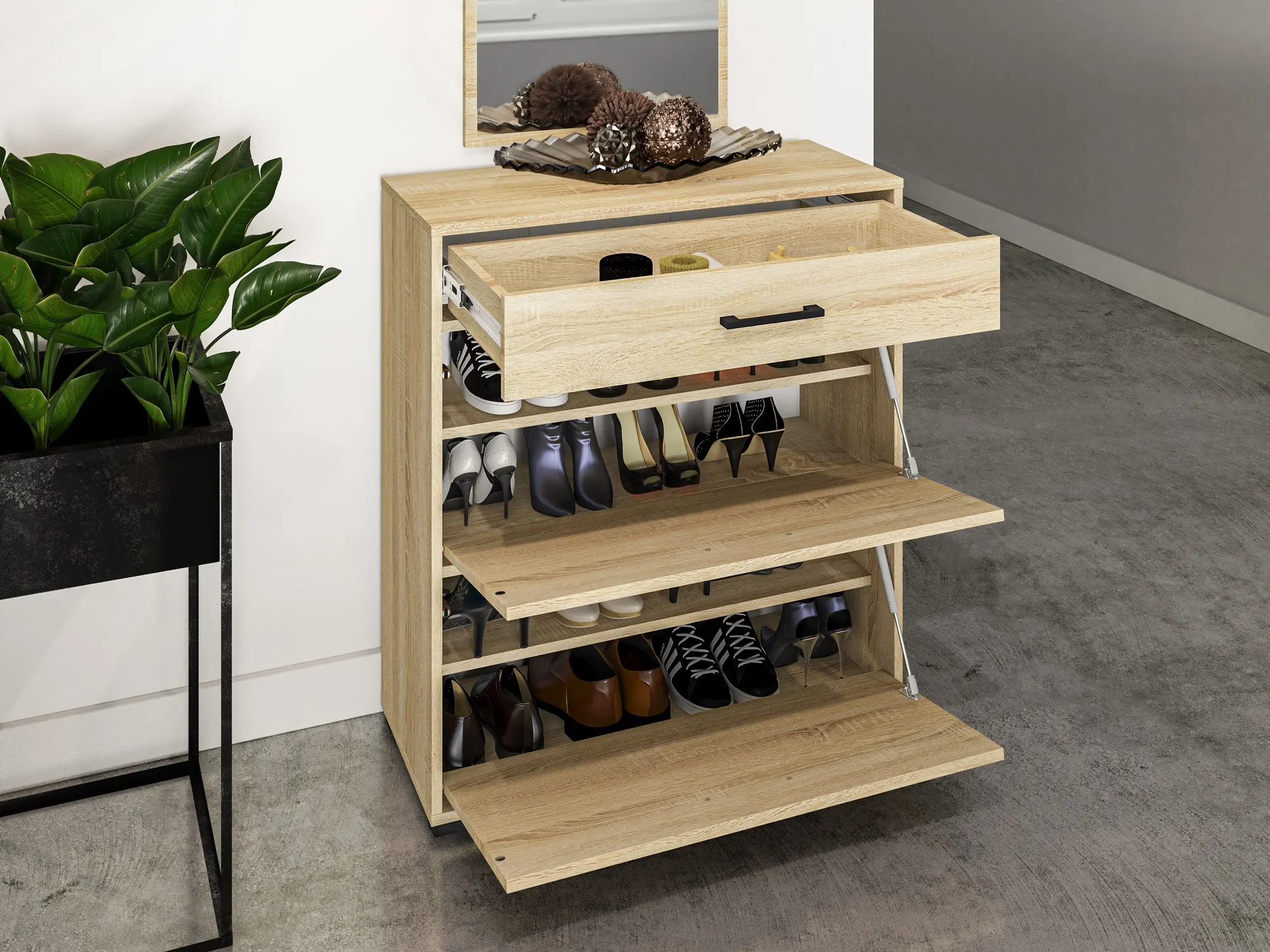 Szafka na buty CARO 10 Sonoma jasna 90x80x34 — zdjęcie 5