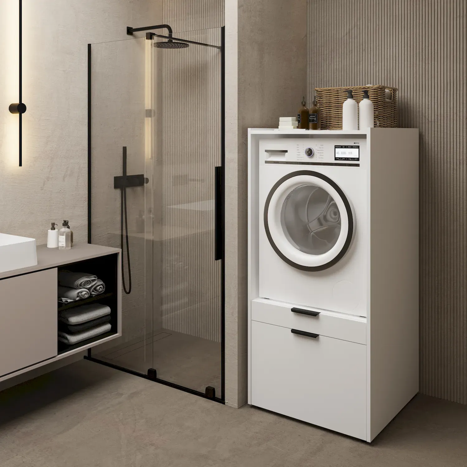 Zabudowa na pralkę lub suszarkę ANDIAMO szuflada półka biały - 3097OK60