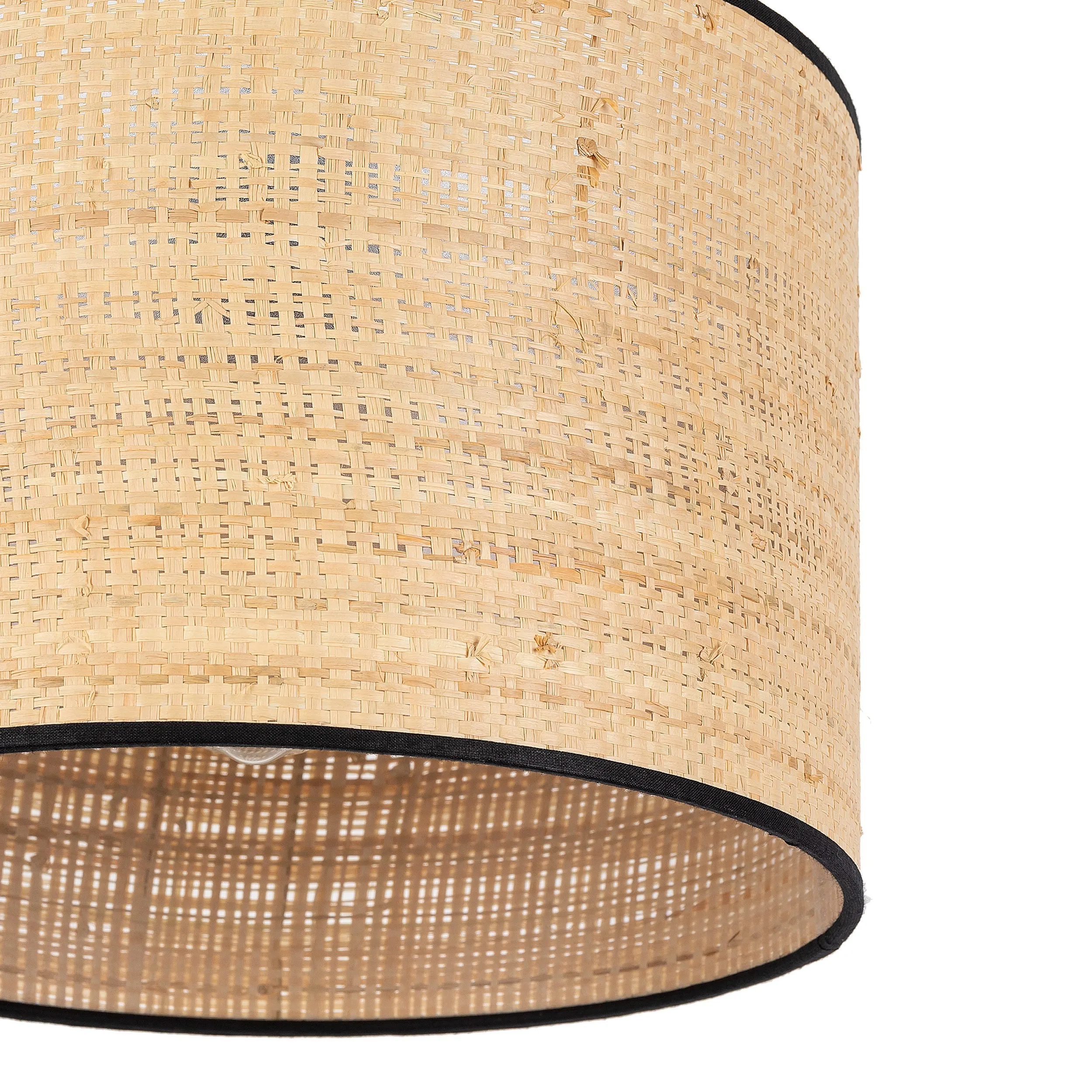 Lampa wisząca LIBERIA czarna beżowy okrągły klosz z plecionki 160x30cm - TK_4730