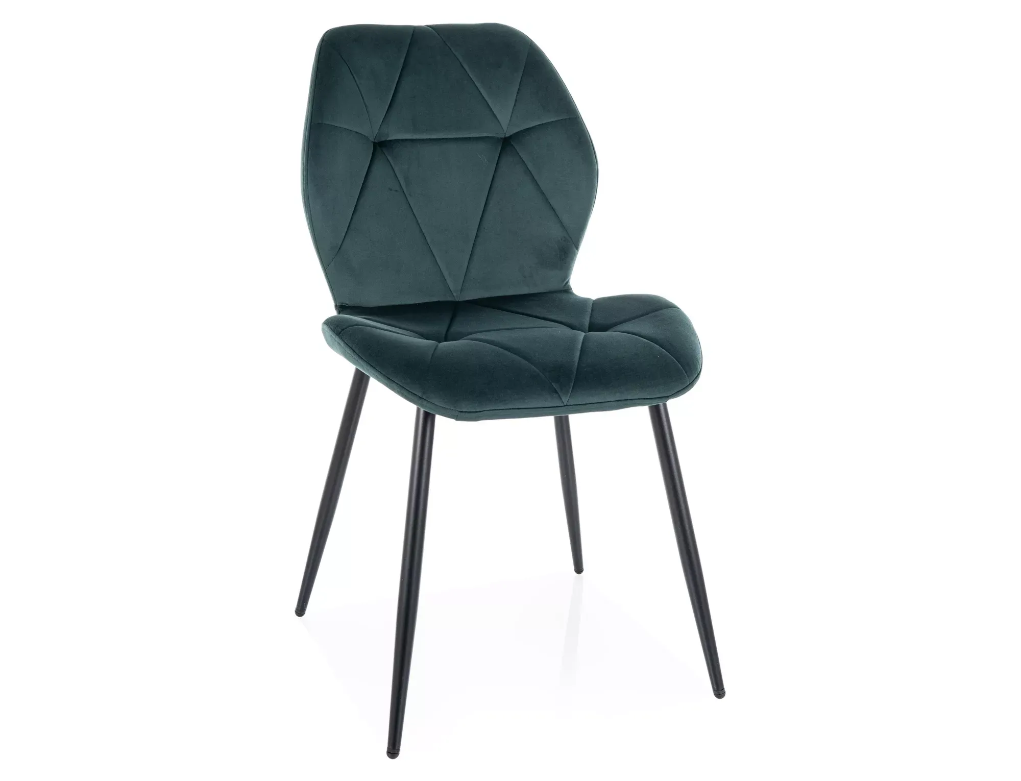 Krzesło tapicerowane RICK VELVET pikowane zielone/czarne nogi