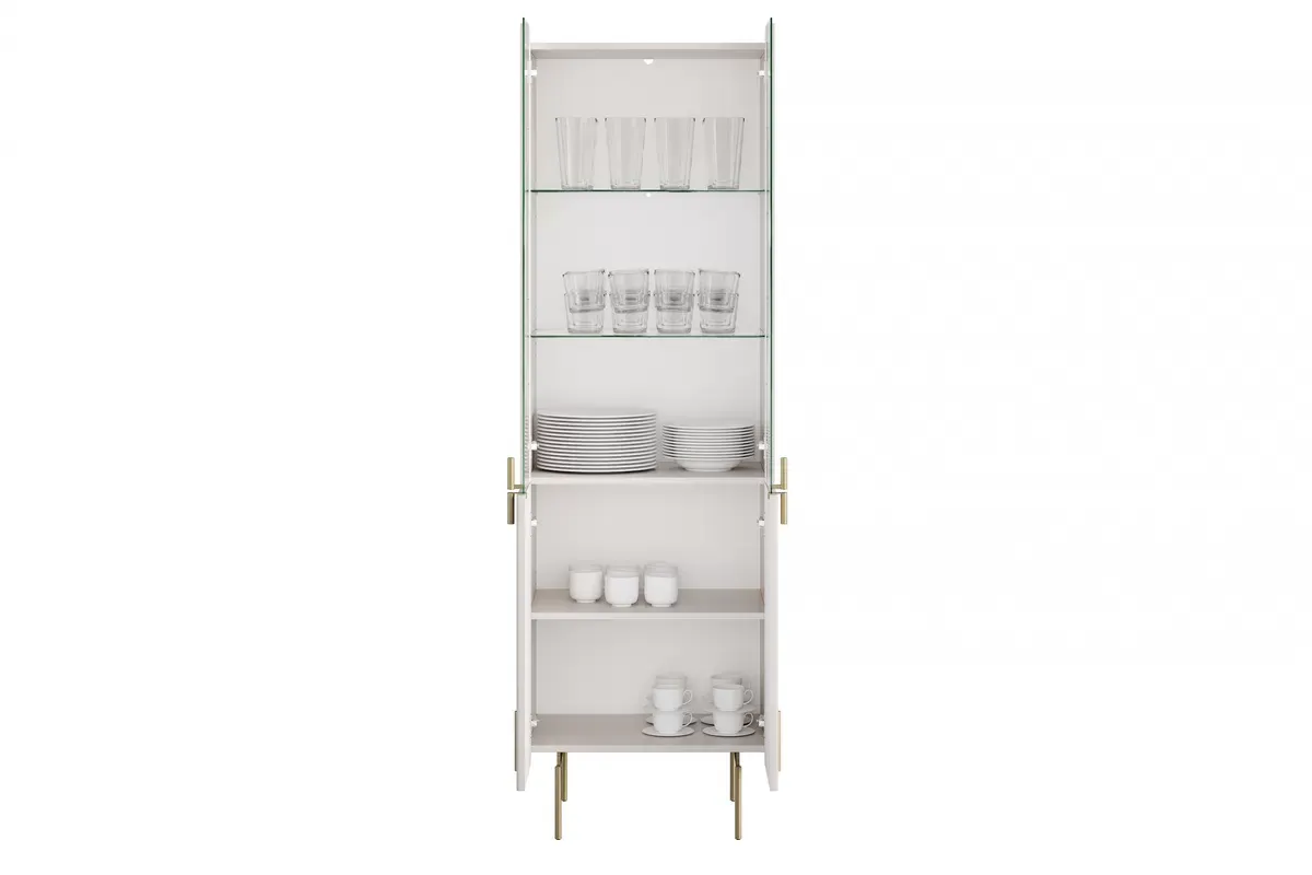 Witryna 4-drzwiowa MALMI 60cm - kaszmirowa - złote nogi - B_162308