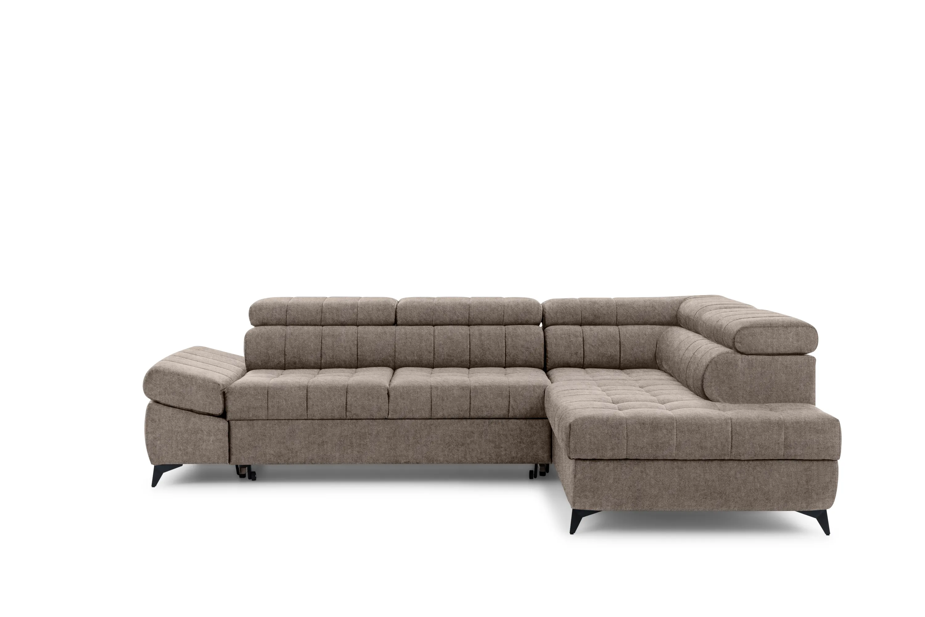 Narożnik prawostronny VALORIS L regulowane zagłówki i podłokietniki tkanina Vogue 4 brązowy - B_162916