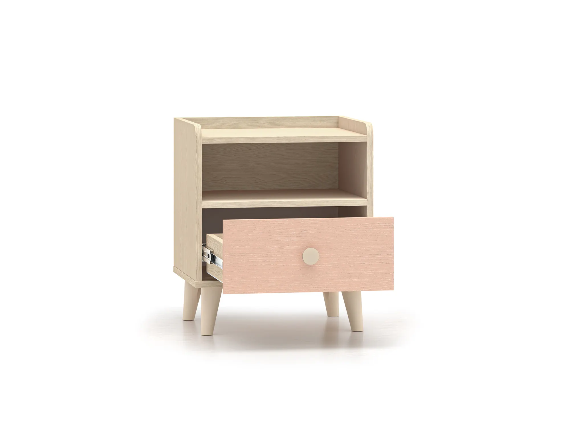 Szafka nocna z szufladą MEVEL 10 piasek pustyni, różowy - 1MEVE10-001