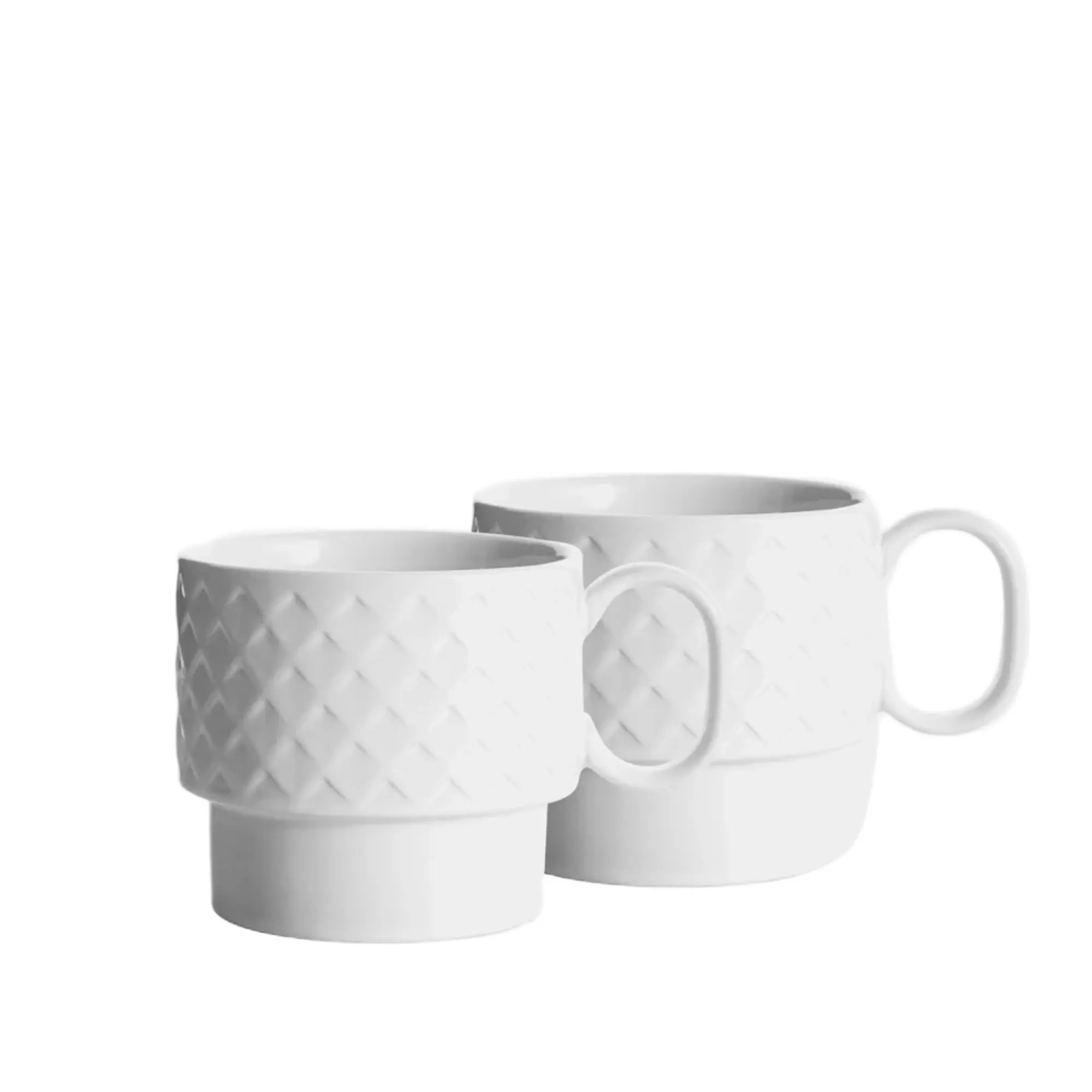 SAGAFORM COFFE & MORE Zestaw 2 kubków 500ml, biały kubek, porcelanowy, prążkowany, dwukomorowy?, biały