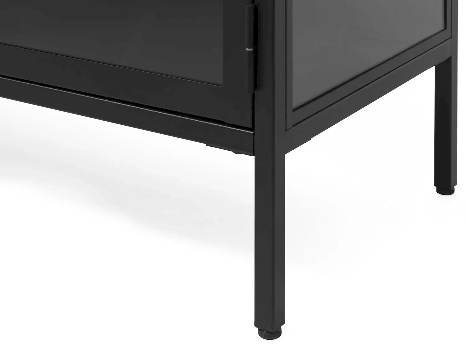 Szafka RTV 3-drzwiowa CARMEL z przeszklonymi drzwiami i bokami 132 cm  - czarna — zdjęcie 7