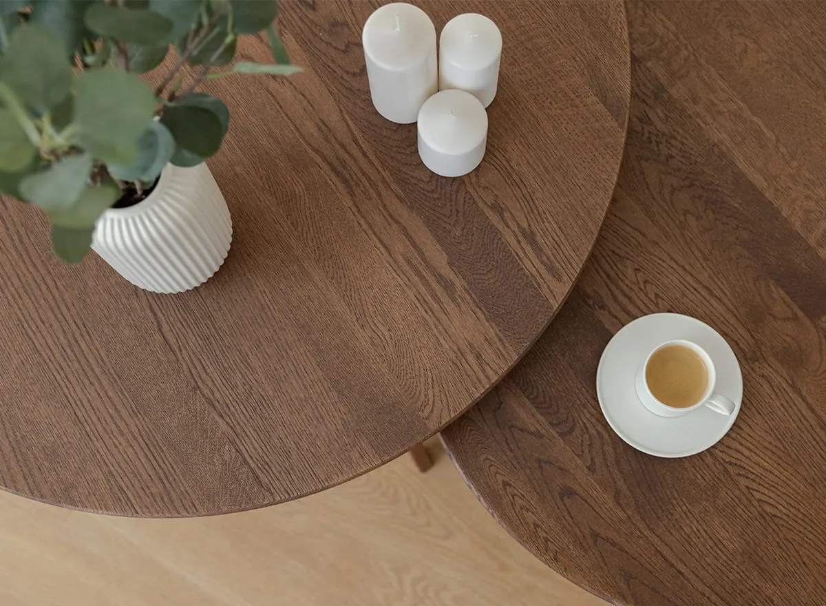 Stolik kawowy dębowy ORBETELLO okragły 90 cm tabacco - 3SORB57T