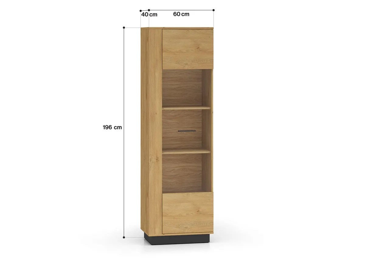 Witryna 1-drzwiowa MODESTO 02 dąb stylowy-czarny - 1MODES02-001