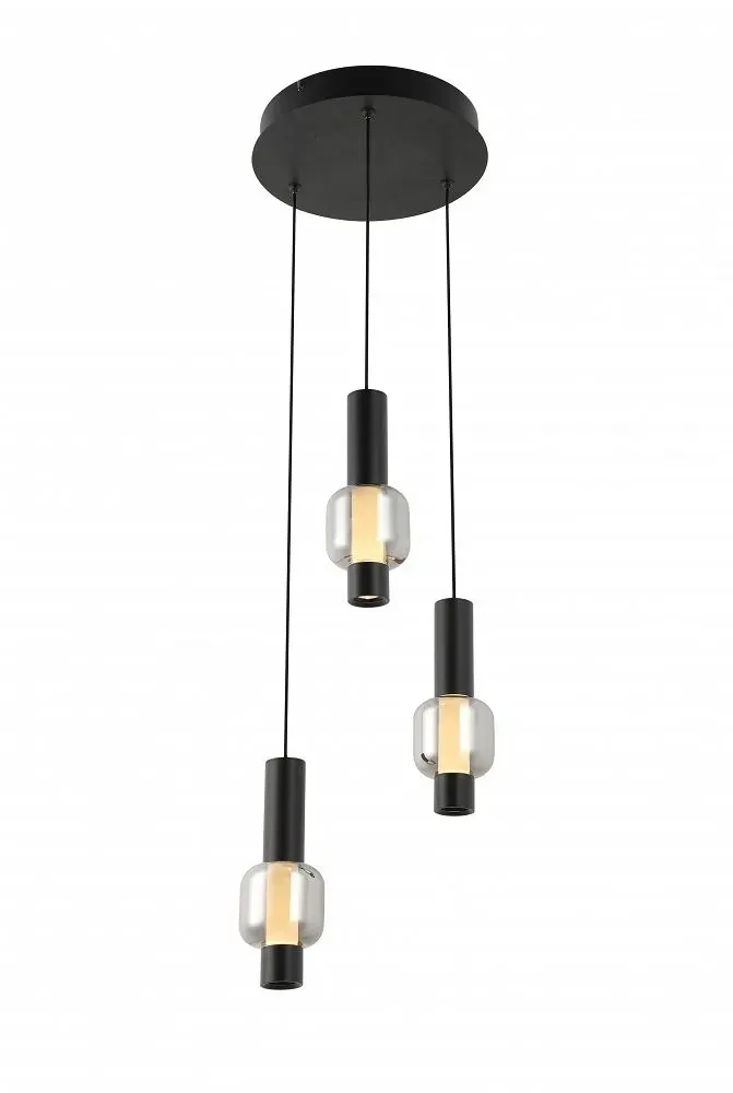 Lampa wisząca RONDA 3 czarny transparentny