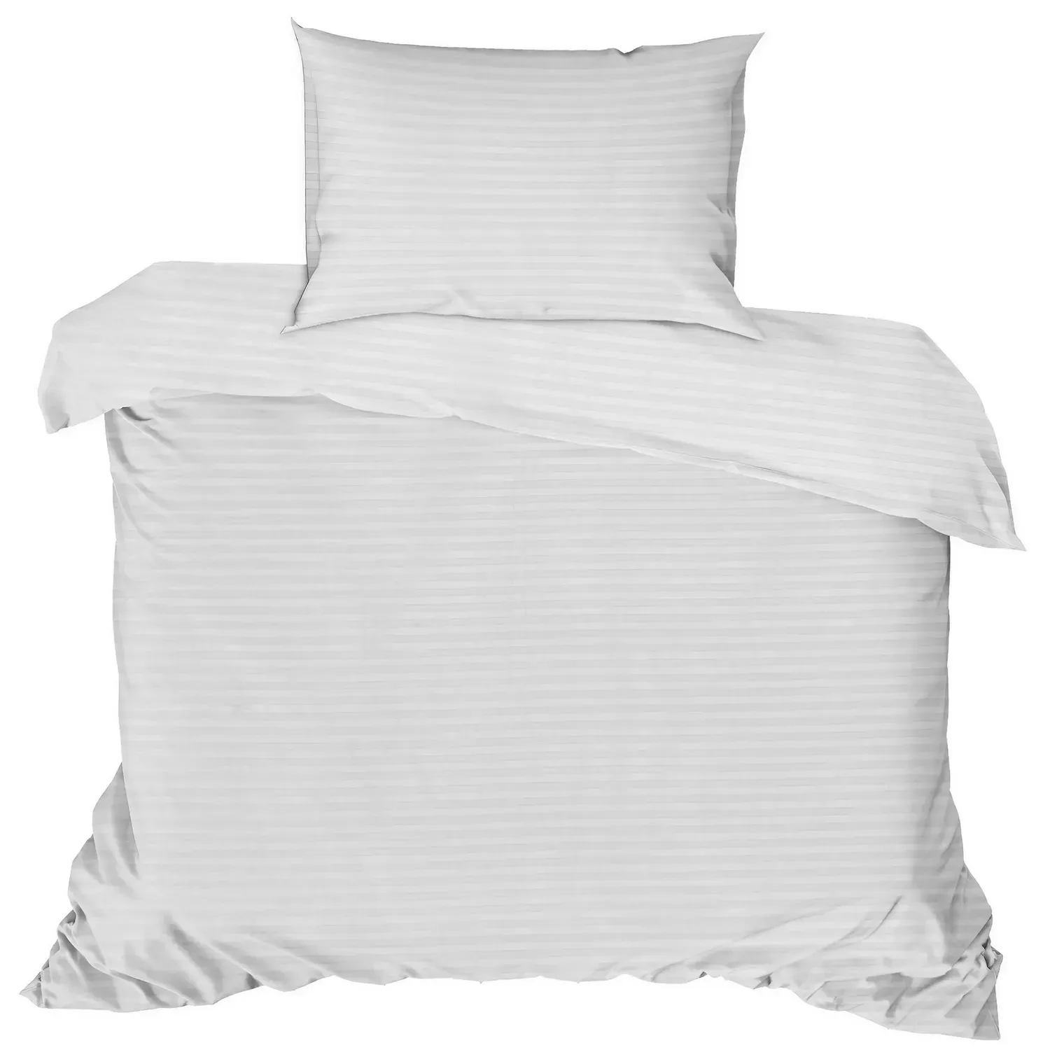 Komplet pościeli satynowej STRIPE 200X220 poszewka 50x70 2szt. prześcieradło biały