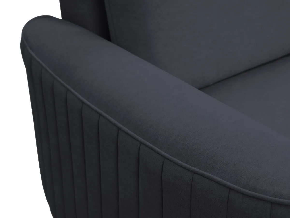 Narożnik rozkładany z pojemnikiem LAREN CASTEL 251 cm prawy granatowy złote nóżki - LAREN_NAR_CASTEL79_P_ZŁ