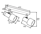 Plafon DORIA metalowy czarny mosiądz regulowany 46cm - 925