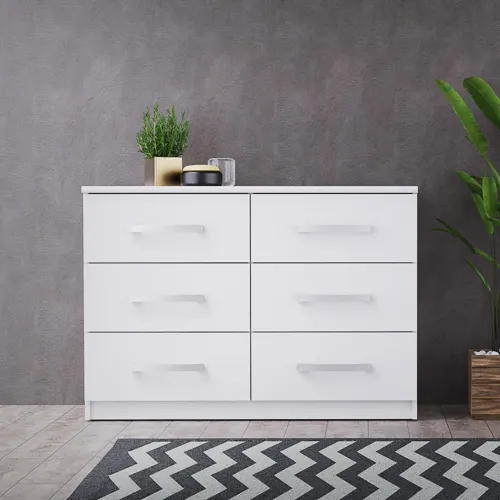 Komoda z 6 szufladami MORTY 112cm biała - INT_5001996BIP