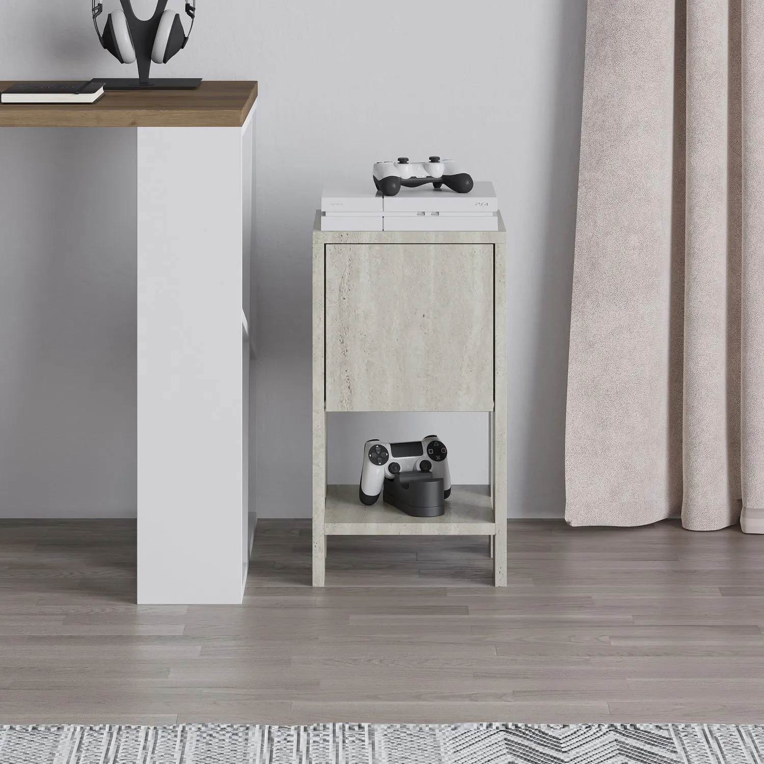 Szafka nocna trawertynowa EMA 30x30x55 beżowa efekt kamienia - ASI_776HMS3440