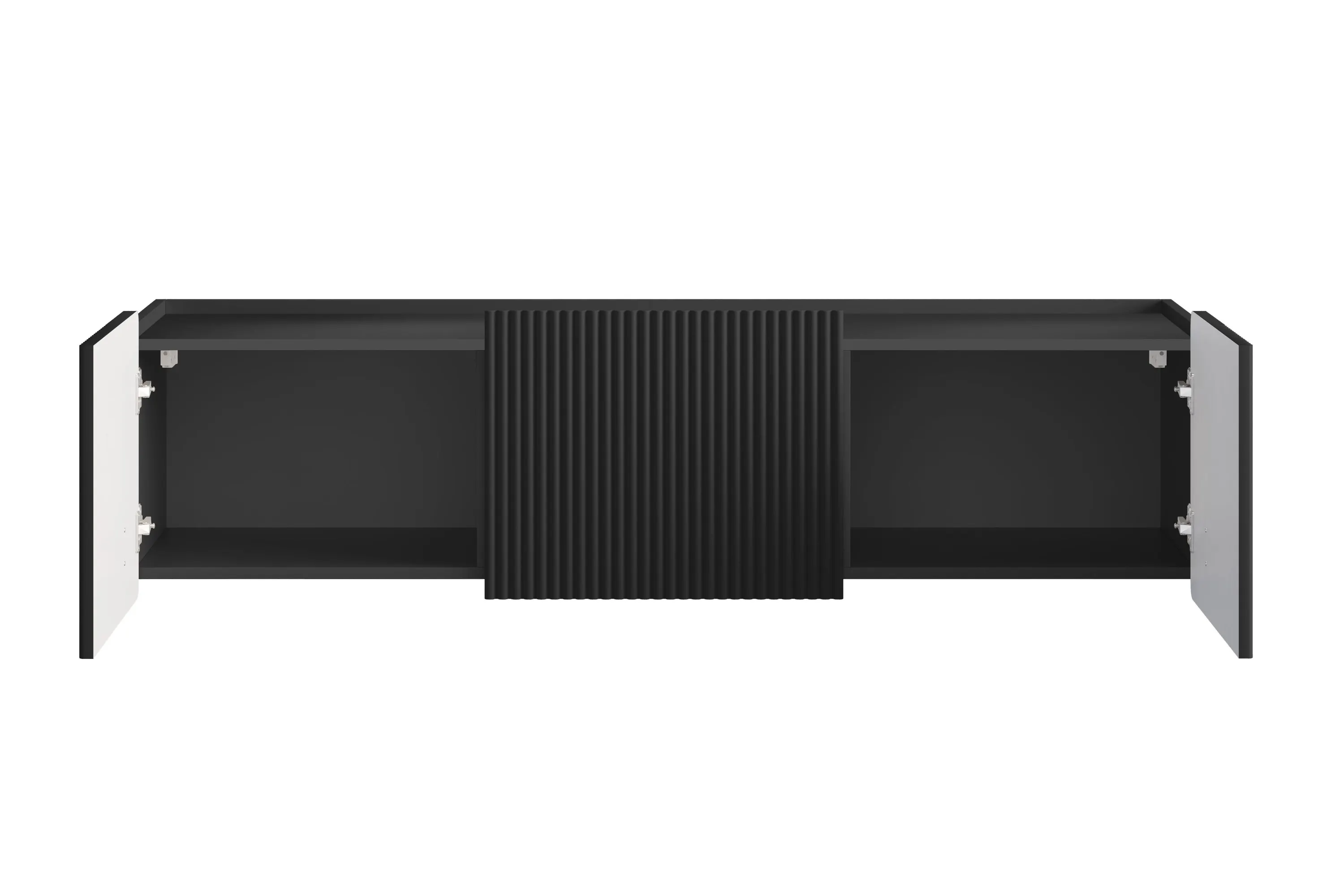 Szafka RTV wisząca MALMI 2-drzwiowa z 1 szufladą 150cm - czarny - złoty - B_166989