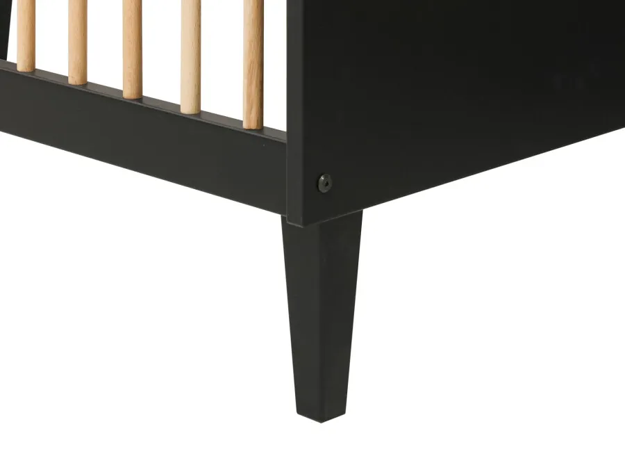 Łóżeczko niemowlęce XENA regulacja wysokości 70x140 efekt dębu/czarne - BAN_XEN-5