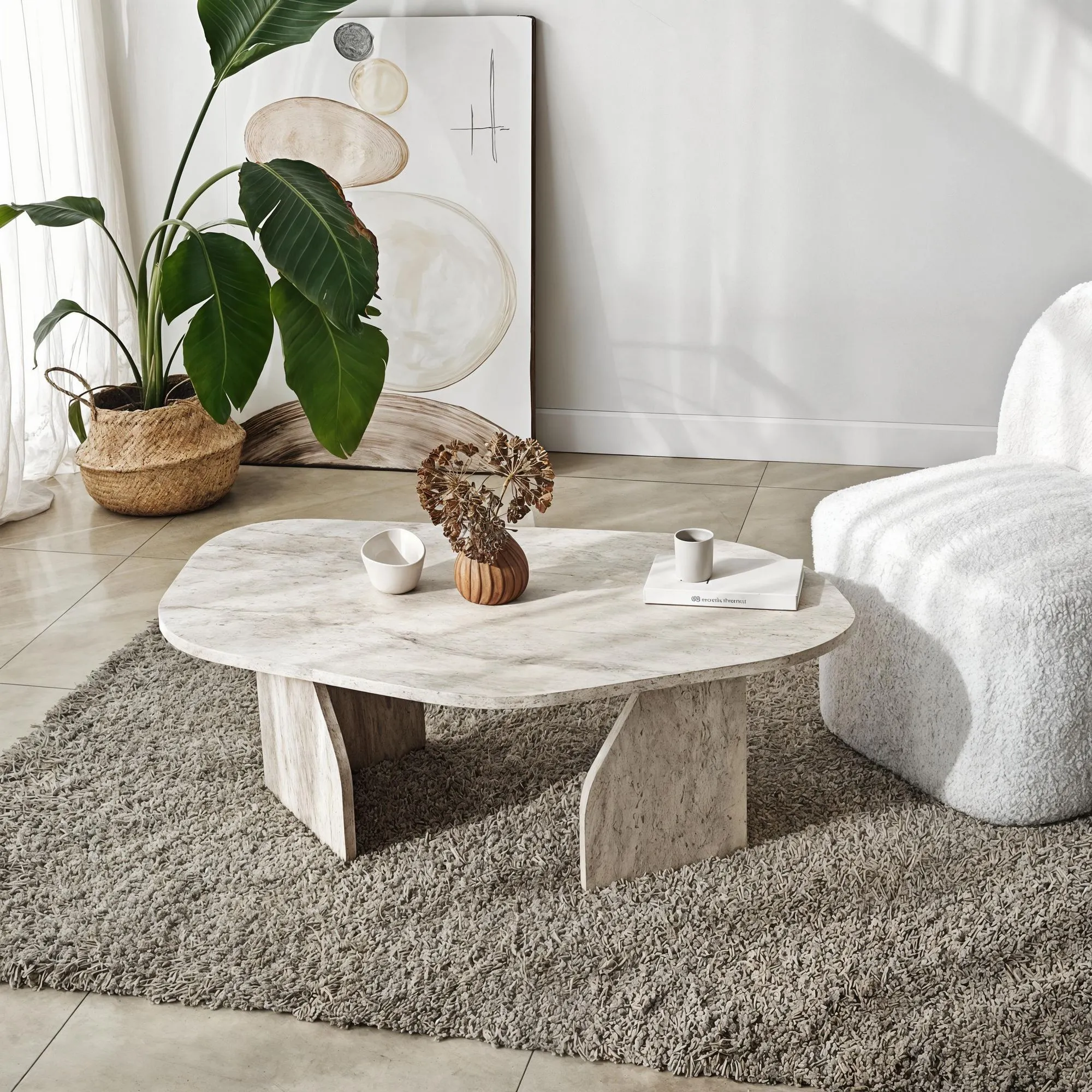 Stolik kawowy ROCK 60x100 trawertynowy - ASI_552NOS2572