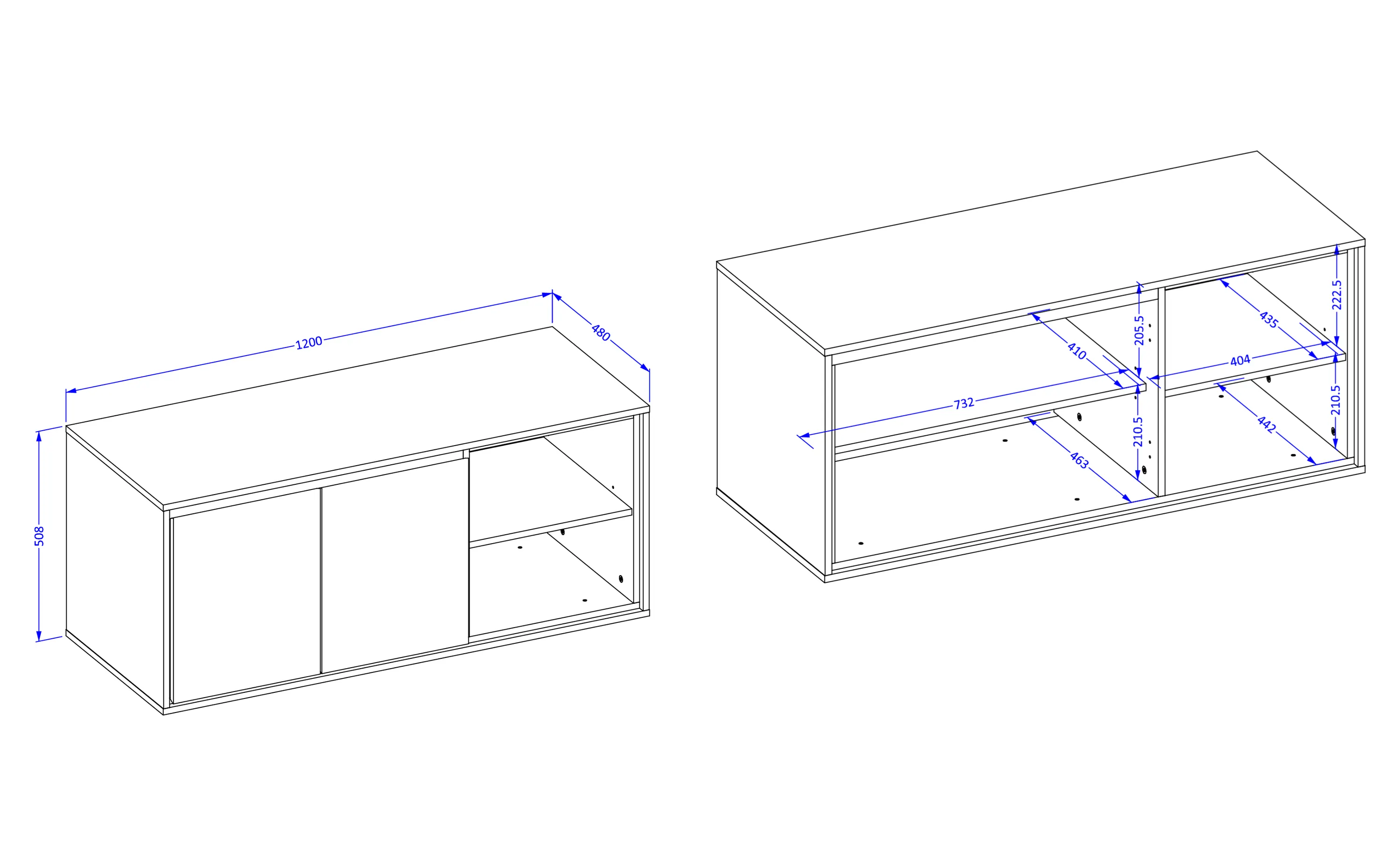 Szafka pod umywalkę IRVINE 2-drzwiowa z regałem 120 cm - biały, czarny - 309WNP60