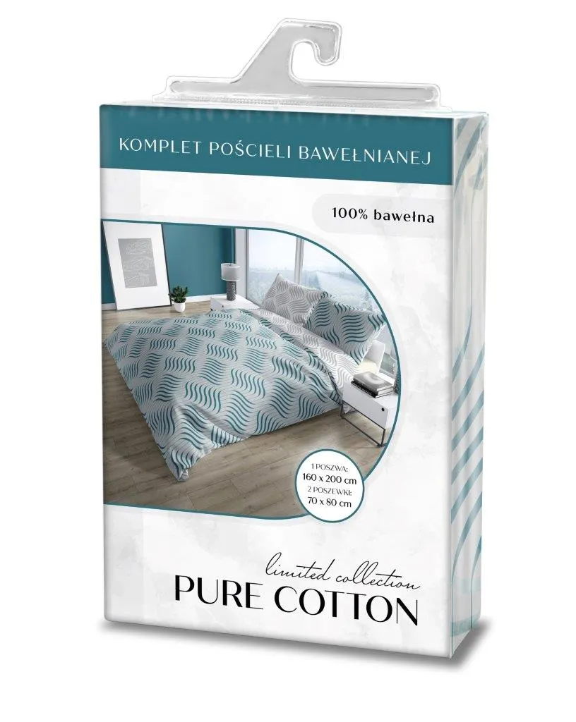 Pościel komplet PURE COTTON 008 bawełna 160X200+2x70X80 niebieski - FARO_30039