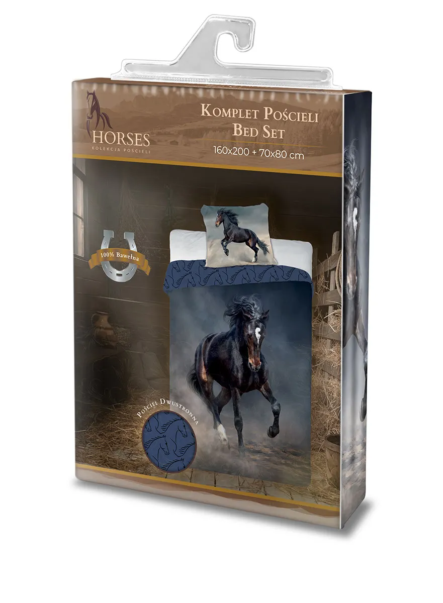 Pościel młodzieżowa komplet HORSES 004 TORNADO 160X200+70X80 wielokolorowy - FARO_24536