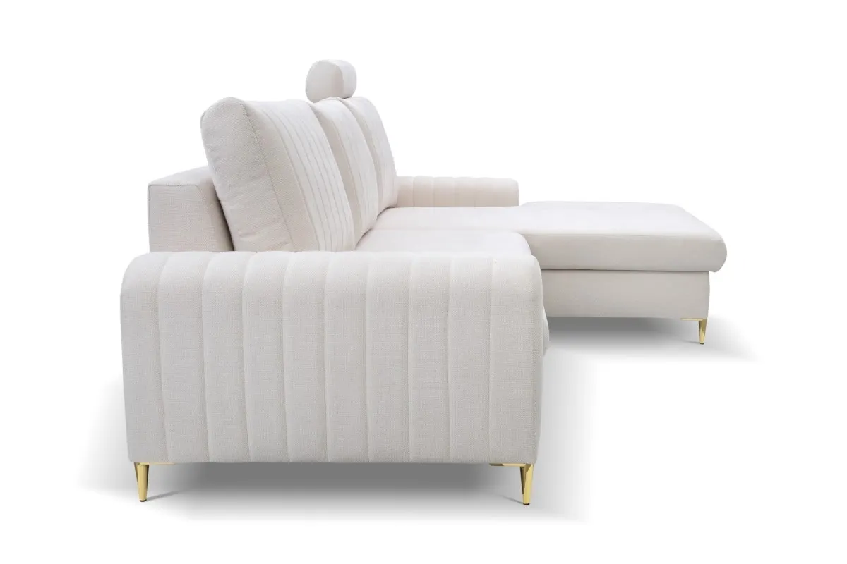 Narożnik rozkładany z pojemnikiem MONACO LOFT 251 cm prawy kremowy