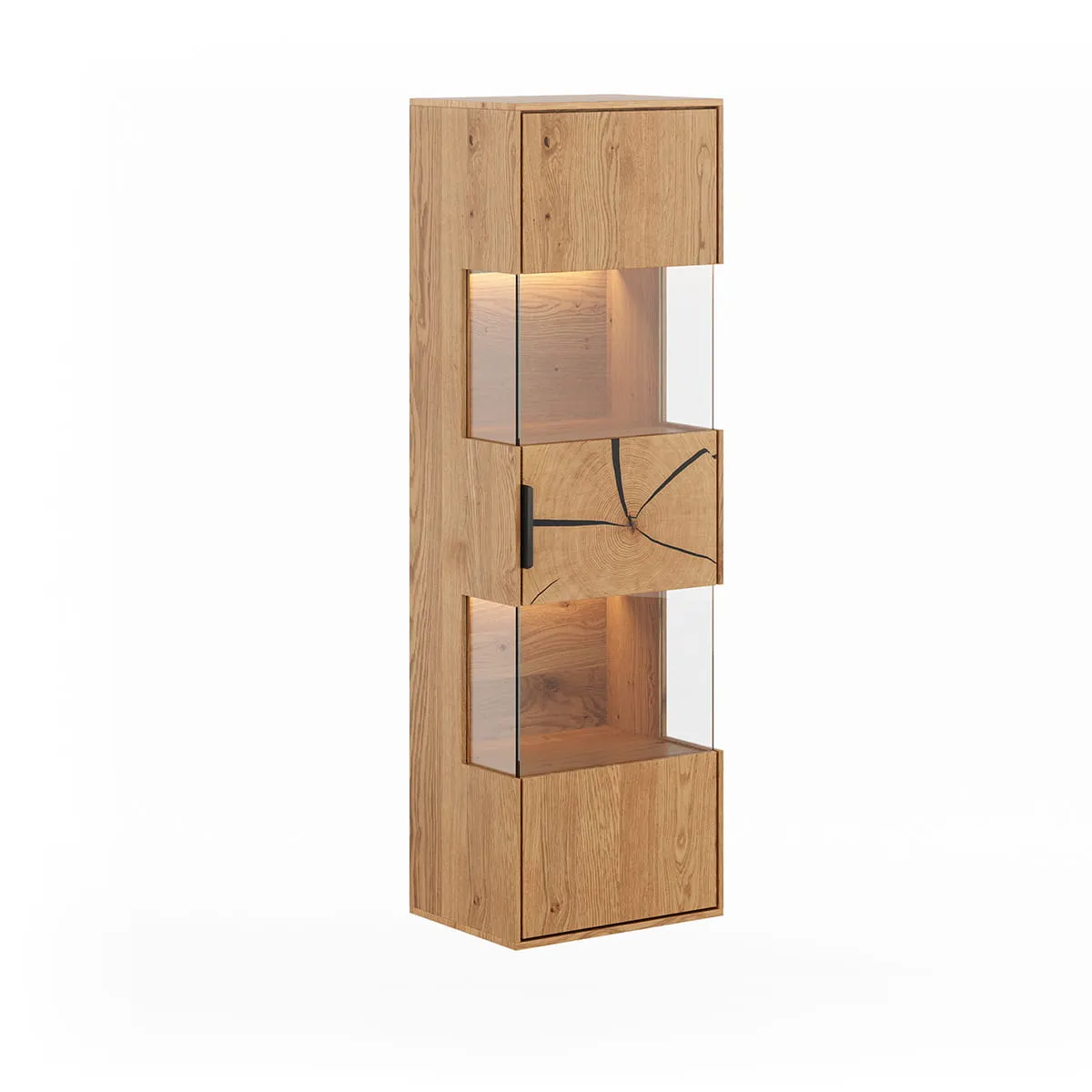 Witryna dębowa wisząca 1-drzwiowa plaster drewna TIRANO Dąb olejowany Witryna dębowa wisząca 1-drzwiowa plaster drewna TIRANO Dąb olejowany