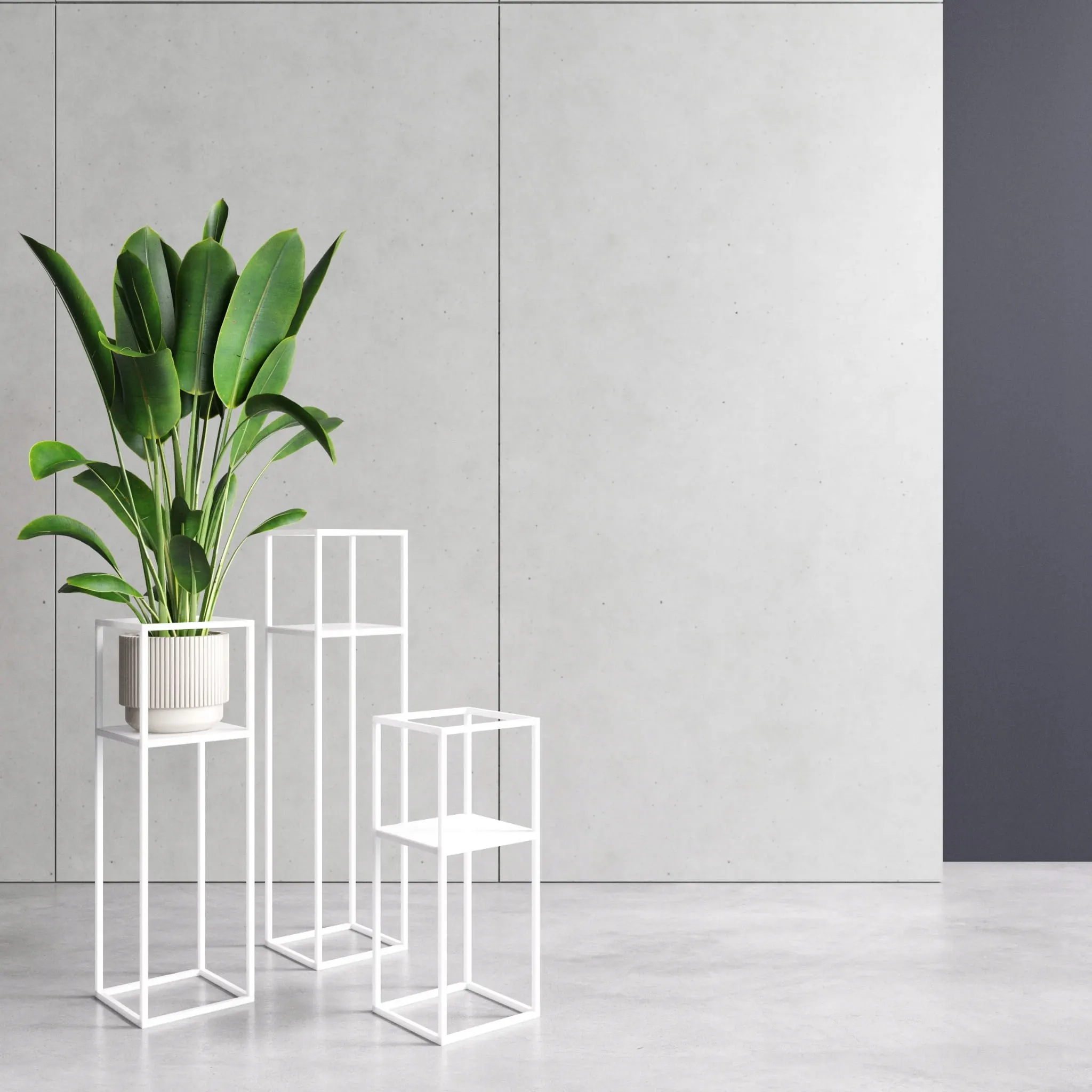 Kwietnik stojący metalowy LILLE M biały - LD_TZ000167