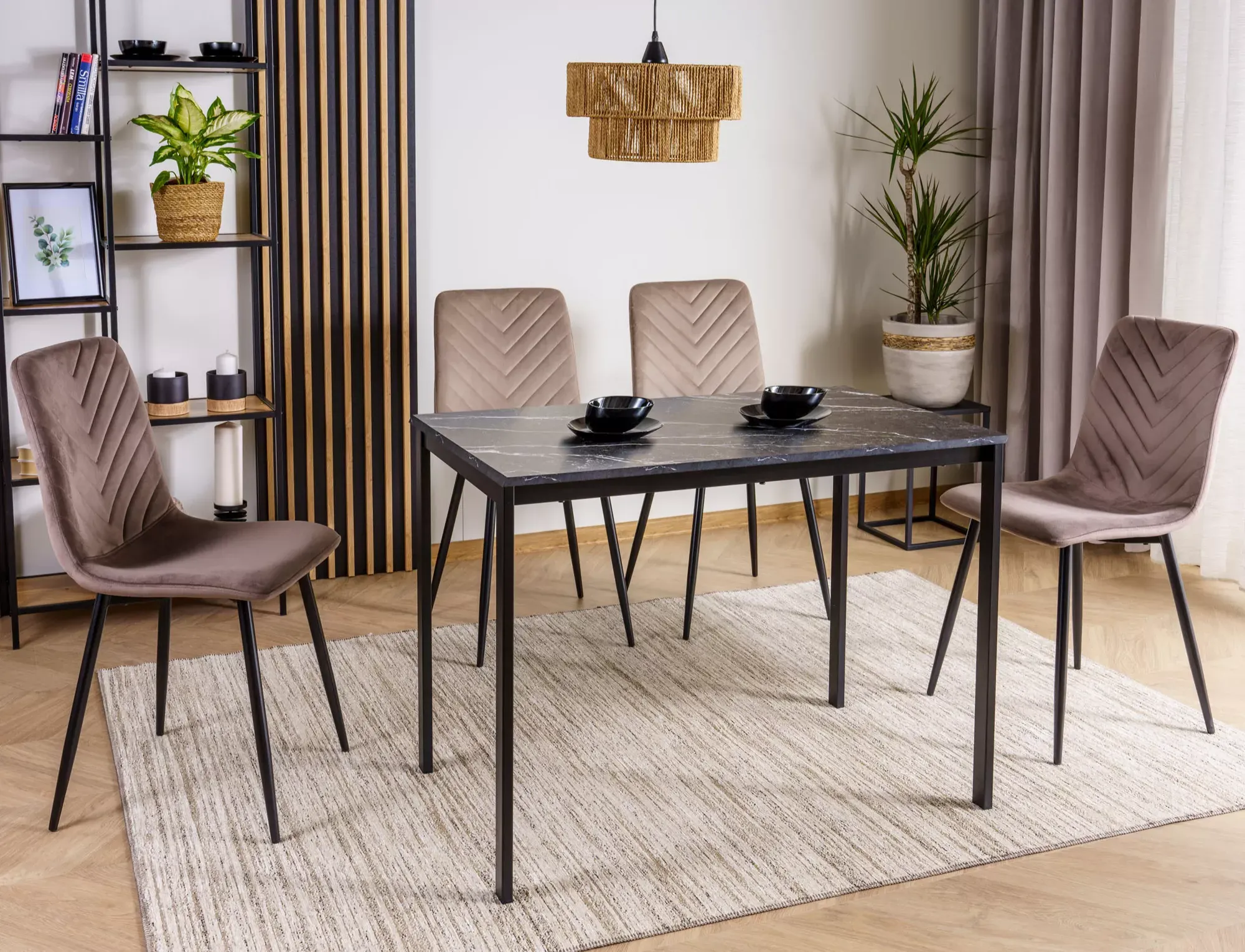 Stół jadalniany MARIO 100x60 efekt marmuru czarny - MARIOCMAC100