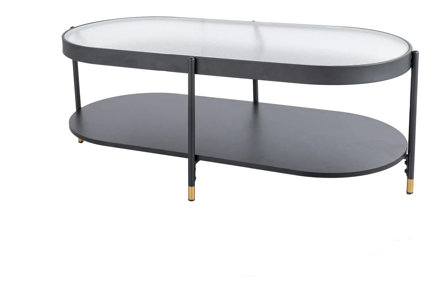 Stolik kawowy owalny z półką LAGUNA B BIAŁY/CZARNY 110X50