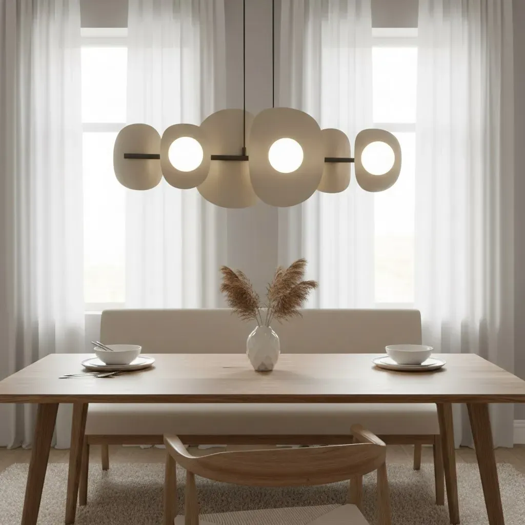 Lampa wisząca metalowa ELEMENTI 6 beżowa — zdjęcie 5