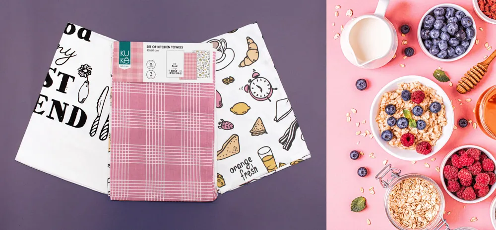 Ścierka zestaw 3 szt. KUKE 014 breakfast 40x60 wielokolorowy - FARO_26553
