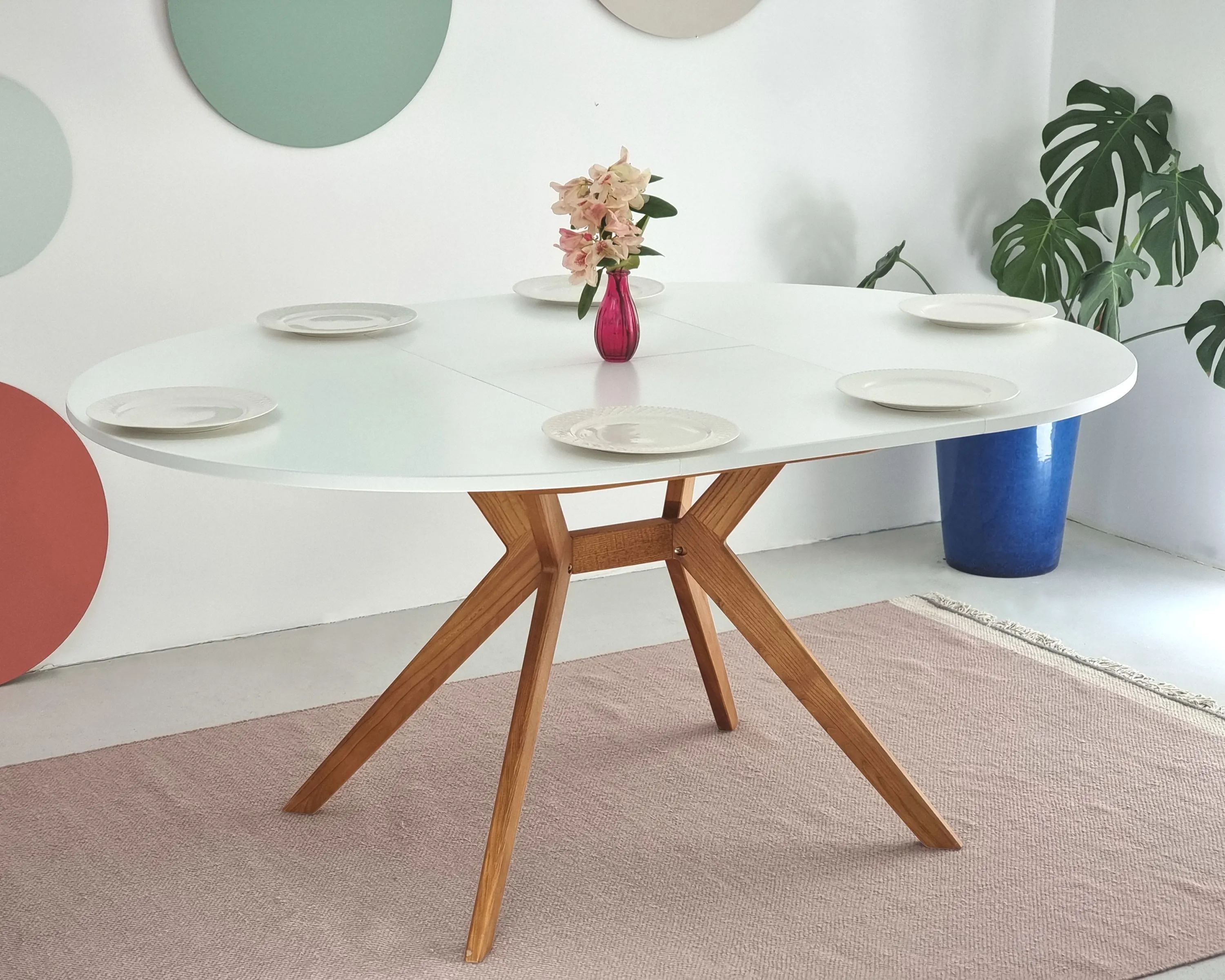 Okrągły stół rozkładany BUJU FI 110-160cm czarny dąb - RGBTBR_BLK_OAK