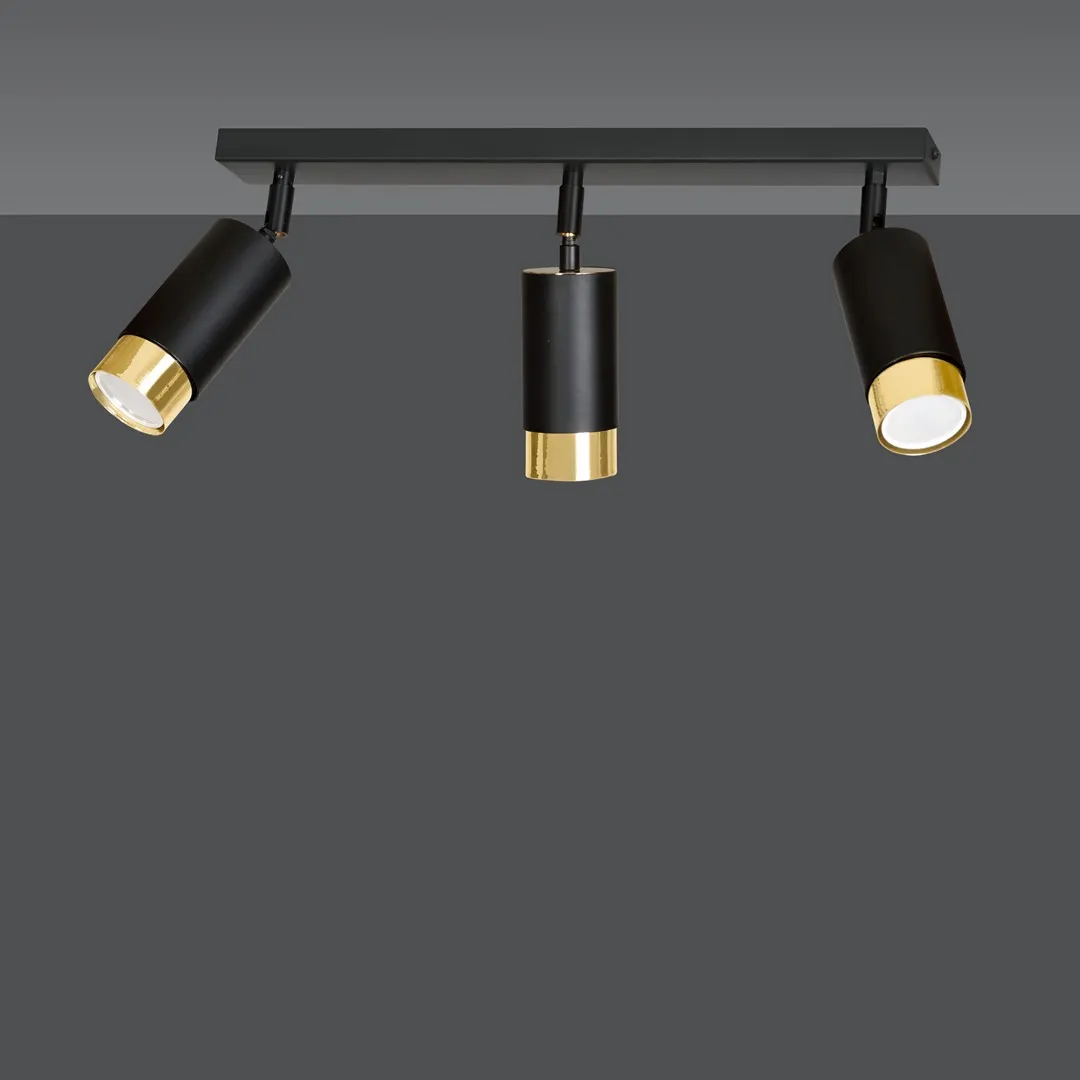 Lampa sufitowa HIRO 3 czarny złoty — zdjęcie 2