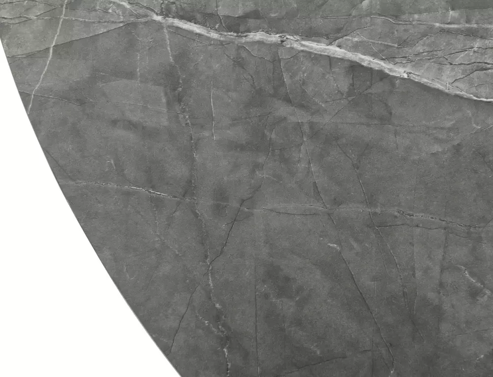 Stół okrągły rozkładany ANGEL II 120x120-160 szary efekt marmuru stelaż czarny - ANGELIISZC120