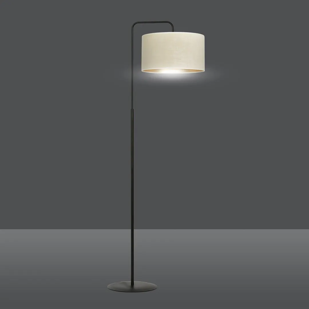 Lampa stojąca HILDE 150 cm czarno-beżowa metalowa - 1052/LP1