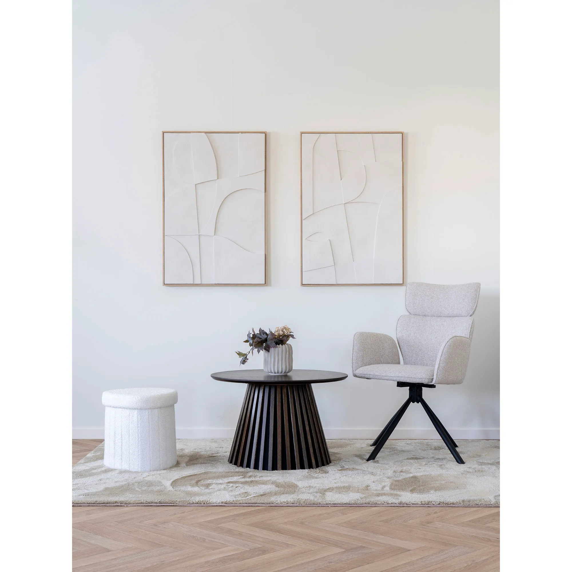 Dekoracja ścienna z płaskorzeźbą MADELINE 1 szer. 60 wys. 90 cm biały - 4981057