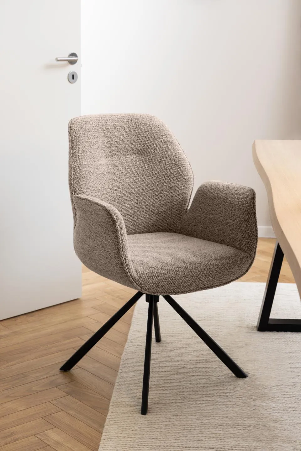 Krzesło obrotowe z podłokietnikami SPRING Beżowy, Czarny (zamek błyskawiczny) - 0000100865