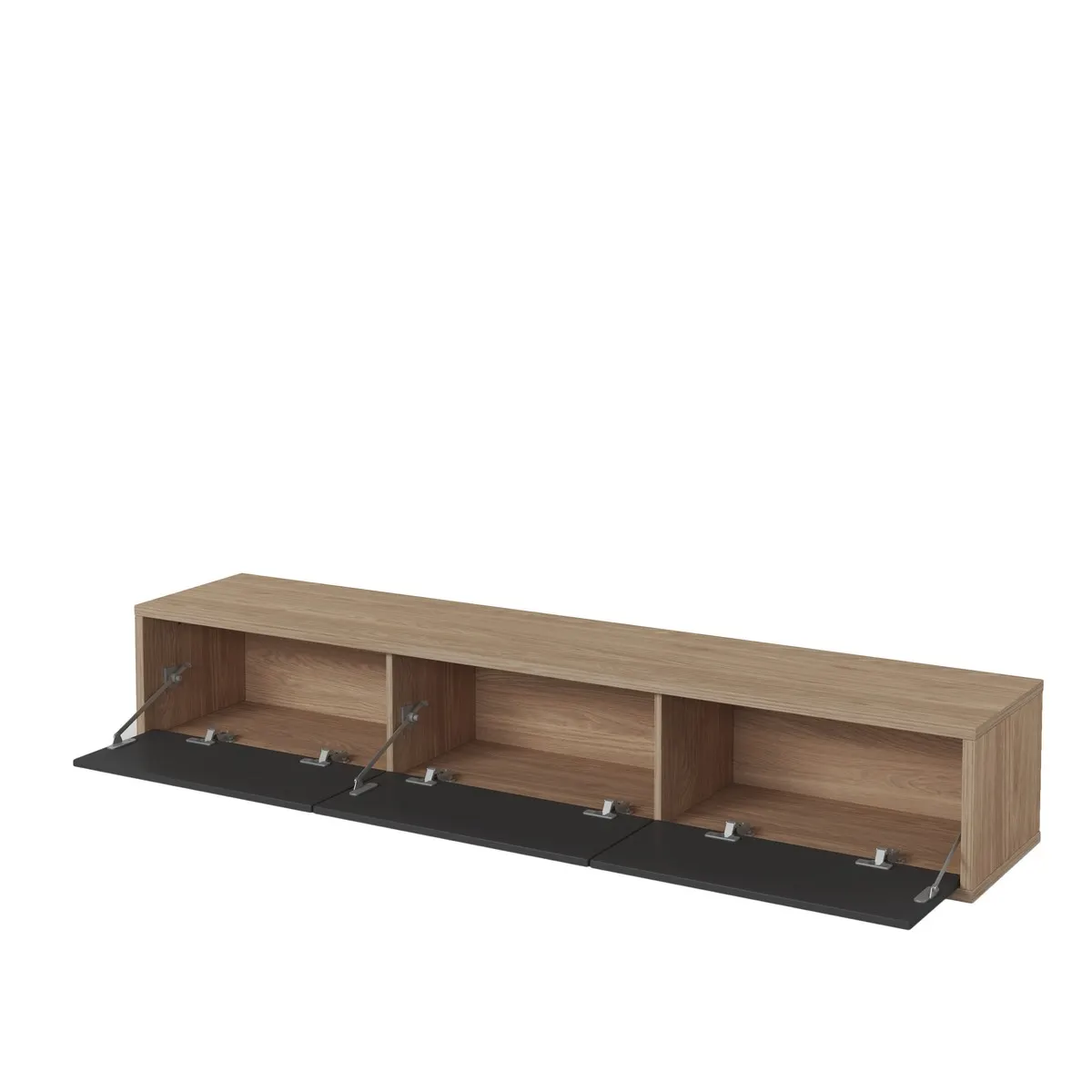Szafka RTV FRIDA z opcją podwieszenia 2-drzwiowa z 2 szufladami dąb olejowany antracyt 180x36x32cm