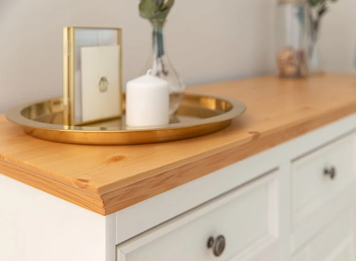 Komoda 4-drzwiowa z 3 szufladami BELLUNO ELEGANTE biała, naturalna sosna - PL004B/P