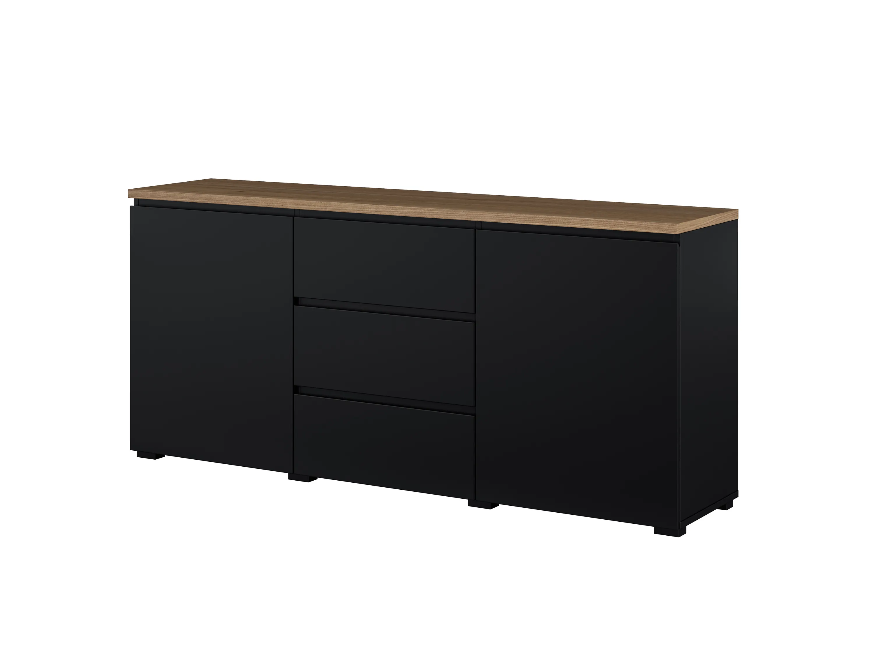 Komoda 2-drzwiowa z 3 szufladami 150 cm MODO 26 czarny onyx dąb mauvella