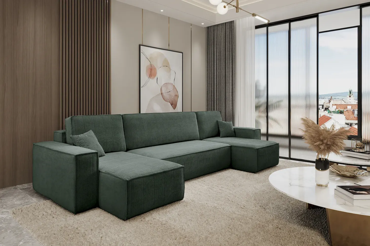 Narożnik uniwersalny KARL U rozkładany tkanina Poso 14 zielony - NAROZNIK_KARL_U_POSO14