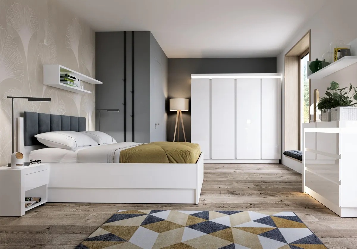 ŁÓŻKO 160 Z PODNOSZONYM STELAŻEM LYON BIAŁY LYOZ04 BIAŁY ALPIN/BIAŁY HG - 6000000010724