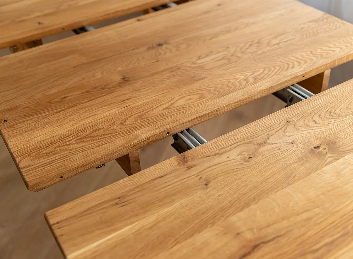 Stół dębowy okrągły ORBETELLO rozkładany 90-140 - dąb olejowany - KULSR90_50