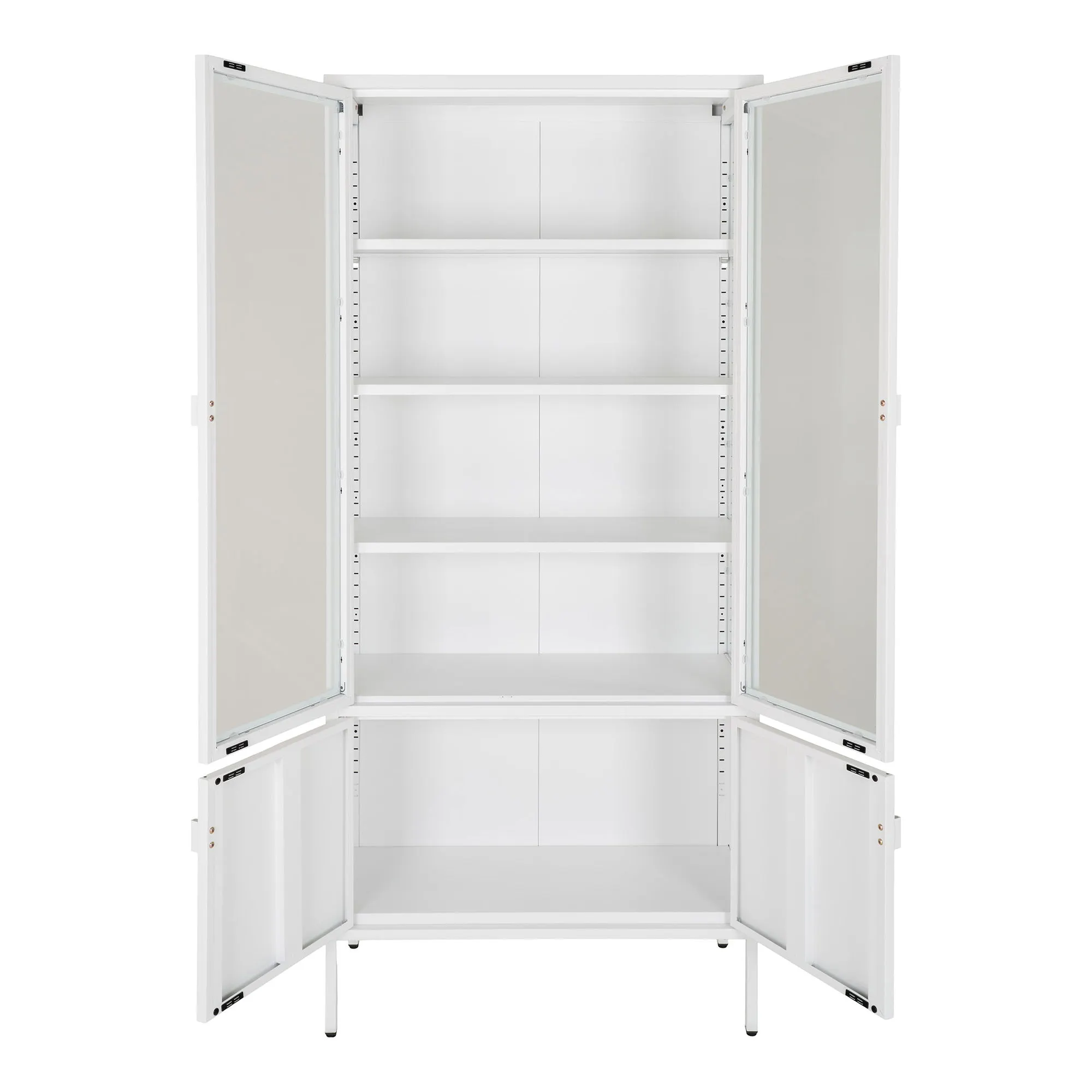 Witryna 4-drzwiowa BRISBANE przeszklone boki 80x35x180 cm - biała - 3001058